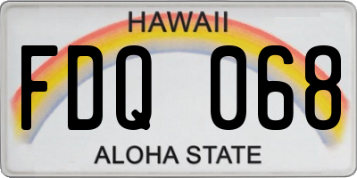 HI license plate FDQ068