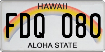 HI license plate FDQ080