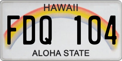HI license plate FDQ104