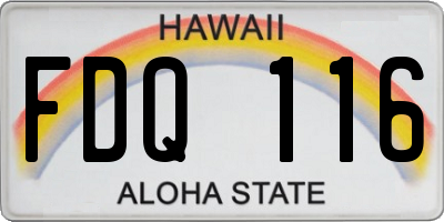 HI license plate FDQ116
