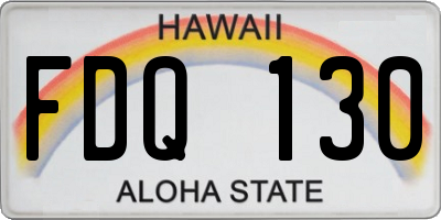 HI license plate FDQ130