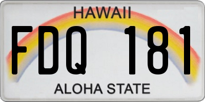 HI license plate FDQ181