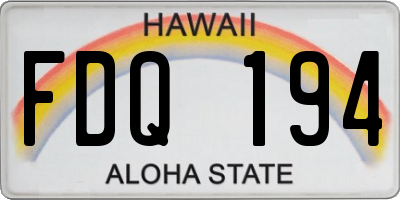 HI license plate FDQ194