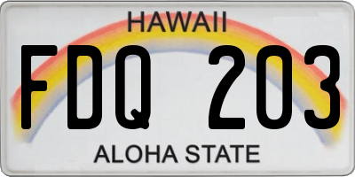 HI license plate FDQ203