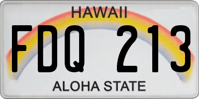HI license plate FDQ213