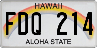 HI license plate FDQ214