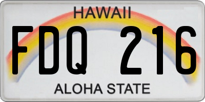 HI license plate FDQ216