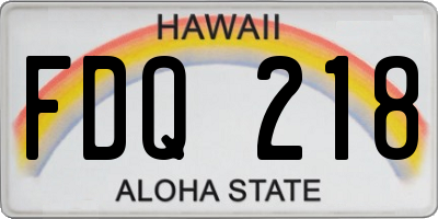 HI license plate FDQ218