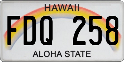 HI license plate FDQ258