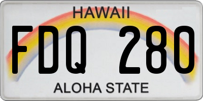 HI license plate FDQ280