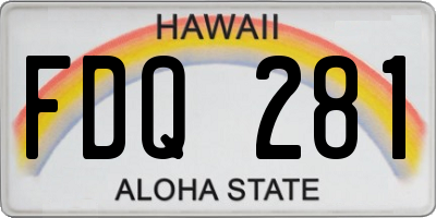 HI license plate FDQ281