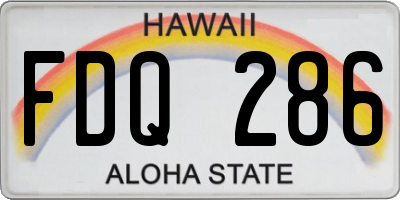 HI license plate FDQ286