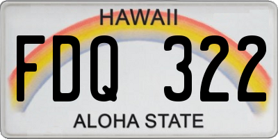 HI license plate FDQ322