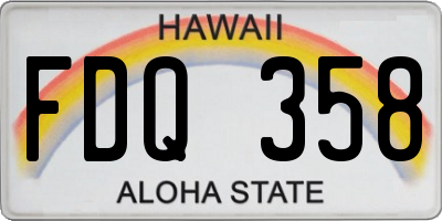 HI license plate FDQ358