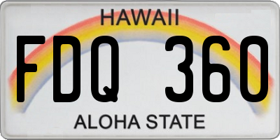 HI license plate FDQ360