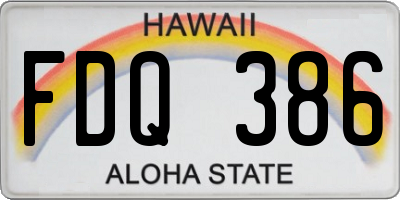 HI license plate FDQ386