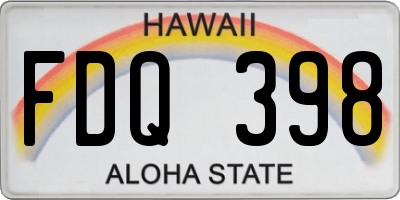 HI license plate FDQ398
