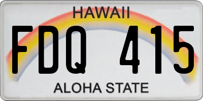 HI license plate FDQ415