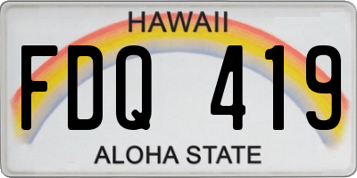 HI license plate FDQ419