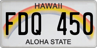 HI license plate FDQ450