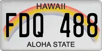 HI license plate FDQ488