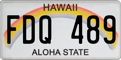 HI license plate FDQ489