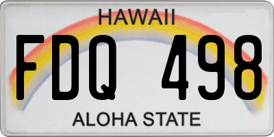 HI license plate FDQ498