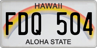 HI license plate FDQ504
