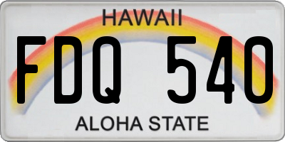 HI license plate FDQ540