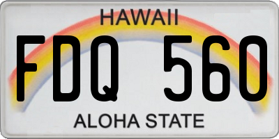 HI license plate FDQ560