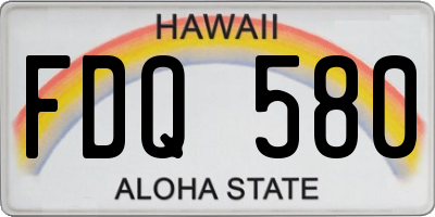 HI license plate FDQ580