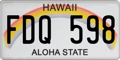 HI license plate FDQ598