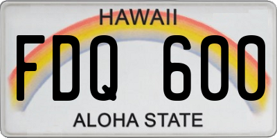 HI license plate FDQ600