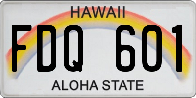 HI license plate FDQ601