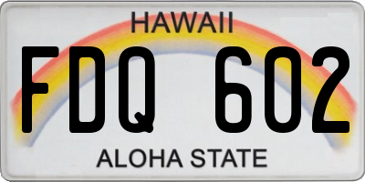 HI license plate FDQ602