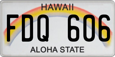 HI license plate FDQ606