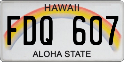 HI license plate FDQ607