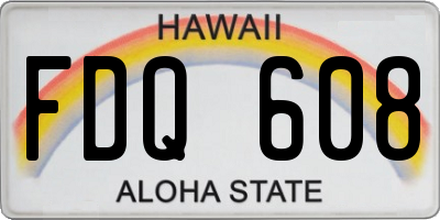 HI license plate FDQ608