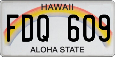 HI license plate FDQ609