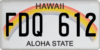 HI license plate FDQ612