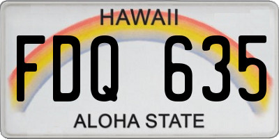 HI license plate FDQ635