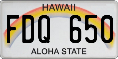 HI license plate FDQ650