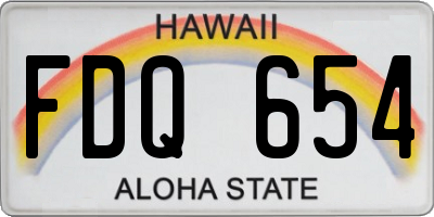 HI license plate FDQ654