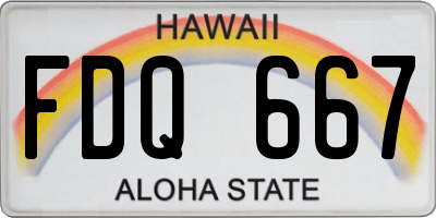 HI license plate FDQ667