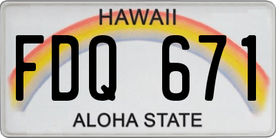 HI license plate FDQ671
