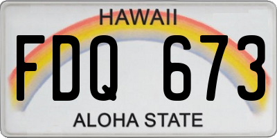 HI license plate FDQ673