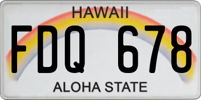 HI license plate FDQ678