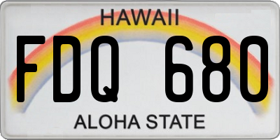 HI license plate FDQ680