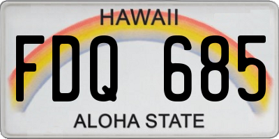 HI license plate FDQ685
