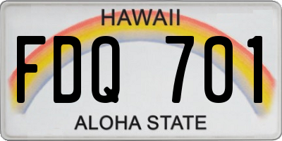 HI license plate FDQ701